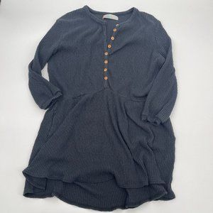 Free People Womens Dress Small Black Beach Button Front Casual Knit Cotton